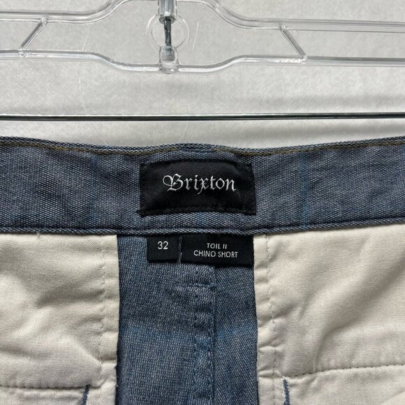 Brixton Shorts Mens Size 32 Toil II Chino Flat Front Walking Stretch Cotton Blue - Picture 7 of 11